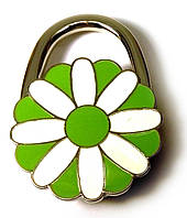 Сумкодержатель для женской сумочки "Цветок-Замок бело-зеленый" (6х4х1,5 см)
