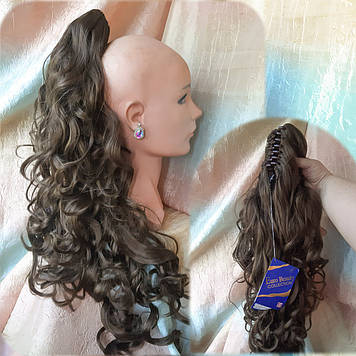 Хвост-шиньон длинный кудрявый на крабе русый 902B-10