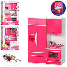 Меблі для ляльок QF26212-3-4PW, кухня, 33 см, звук, світло, продукти, посуд