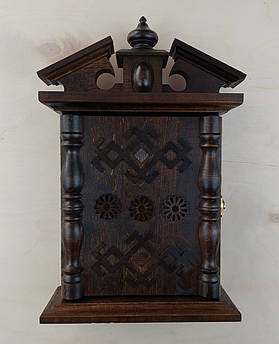 Ключниця настінна дерев’яна ручної роботи з дверцятами | Дерев’яний органайзер на 6 гачків | Стильна ключниця для дому, офісу