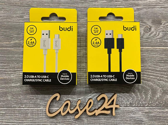 USB-кабель Budi на Type-C (2.4 А) 1 m (2 кольори), фото 1