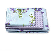 Постільна білизна Королева Ночі (Бязь) | Полуторний комплект | 50х70 | Лаванда на блакитному, фото 2