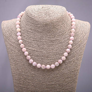 Намисто з натурального каменю Кунцит гладка кулька d-8(+-)мм L-45см