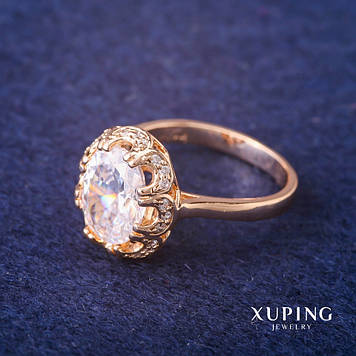 Знижка! Каблучка Xuping з білим каменем Позолота 18К р-р 16