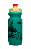 Фляга 0,6л Green Cycle "ЧУВАКИ на велосипеде", зелён. бутылка,крышка золото, красн.ниппель BOT-27-72