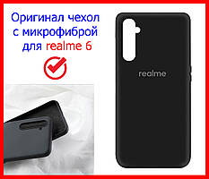 Оригінальний чохол "Silicon case" для Oppo Realme 6 Soft Touch — чорний із логотипом, чохол із мікрофіброю