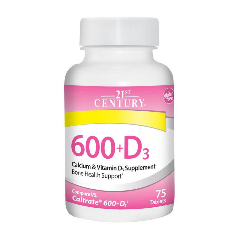 Кальцій Д3 21st Century 600+D3 Calcium 75 таб