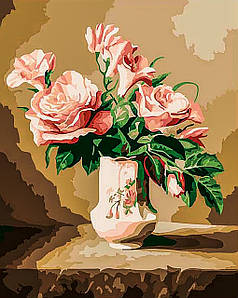 Картина за номерами "Троянди у вазі". Розмір картини 40*50 см.