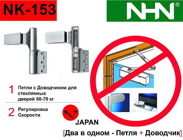 Петлі з довідником для скляних дверей Nitto Kohki NK-153 (Японія)