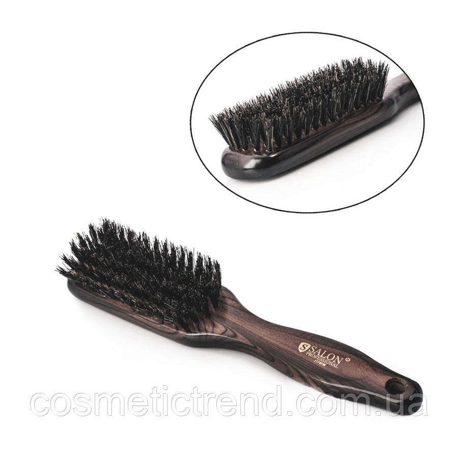 Щітка для волосся масажна вузька дерев'яна з комбінованою щетиною Salon Professional 1778 FM