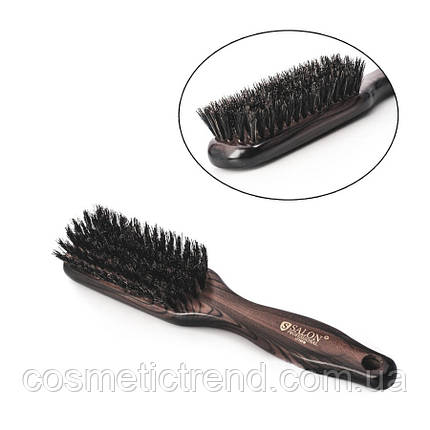 Щітка для волосся масажна вузька дерев'яна з комбінованою щетиною Salon Professional 1778 FM, фото 1