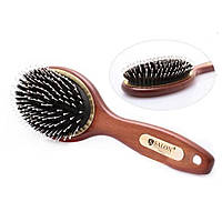 Щетка для волос массажная овальная деревянная со смешанной щетиной Salon Professional 7699 CLG