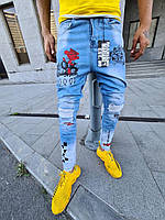 Чоловічі стильні джинси (сині з написами) 2-Y PREMIUM