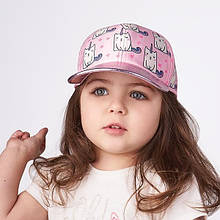 Красива дитяча кепка для дівчинки з принтом кота-єдинорога 0-2 Dembo House Україна СВІТТА Рожевий