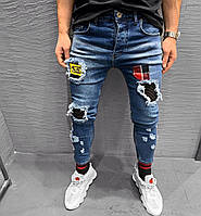 Мужские стильные джинсы (синие с потёртостями) 2-Y PREMIUM