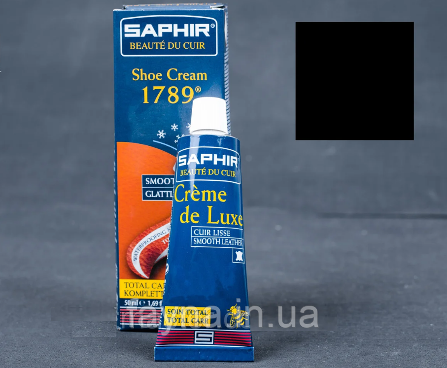 Крем-бальзам для взуття Saphir Creme De Luxe 1789 (50 мл) Чорний