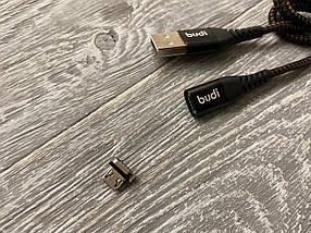 Магнітний кабель Budi на Micro-usb (2.4 A) 1m, фото 4