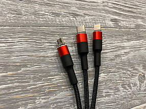 Універсальний кабель Budi на Micro-usb, Lightning, Type-C (1,2m), фото 5