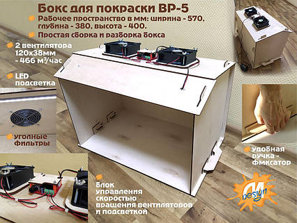 Бокс для фарбування з вентиляцією та освітленням «BP-5», фото 1