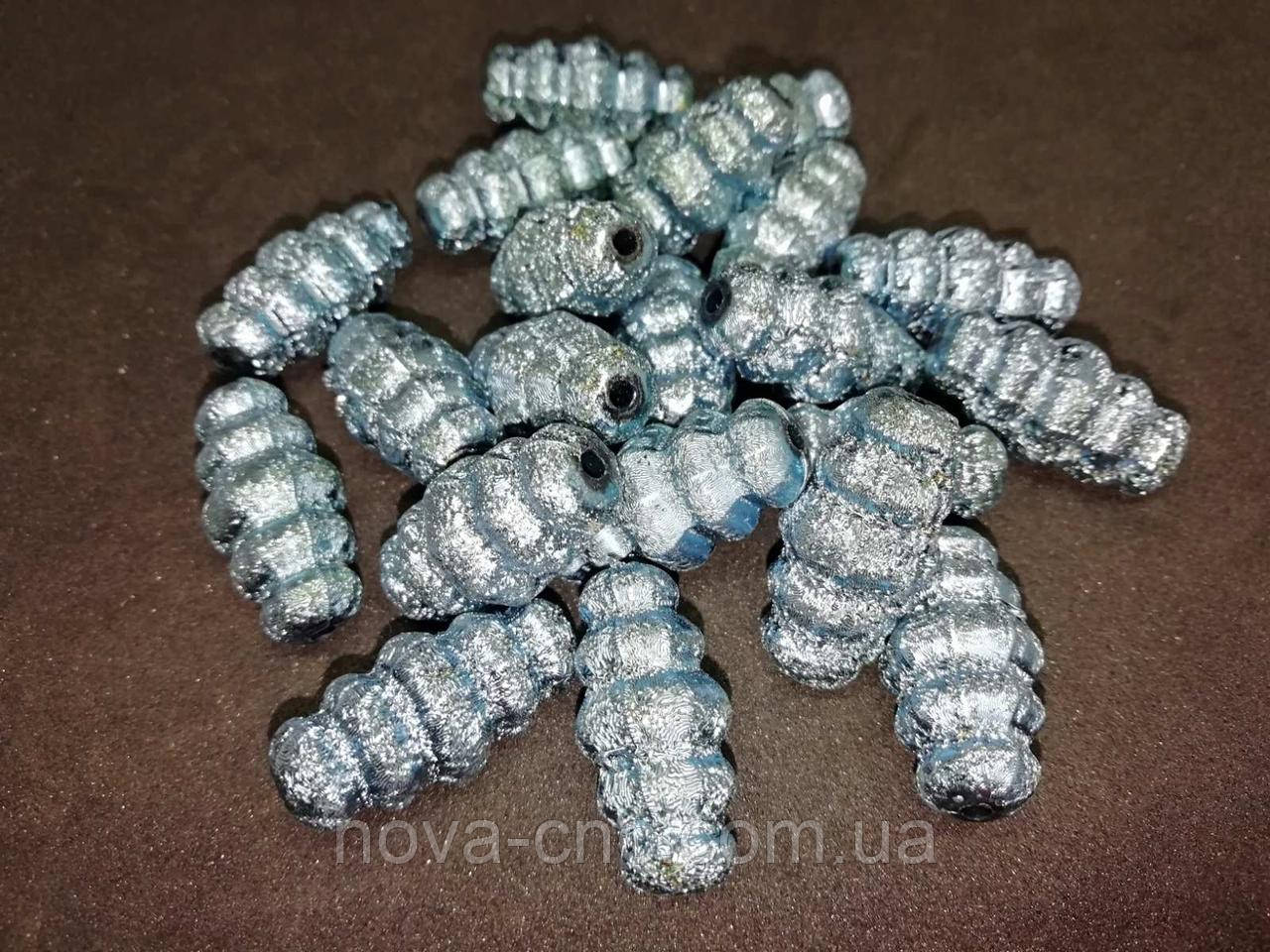 Бусини пластик "Вулей" з покриттям фольга 13 х 25 мм 500 грамів