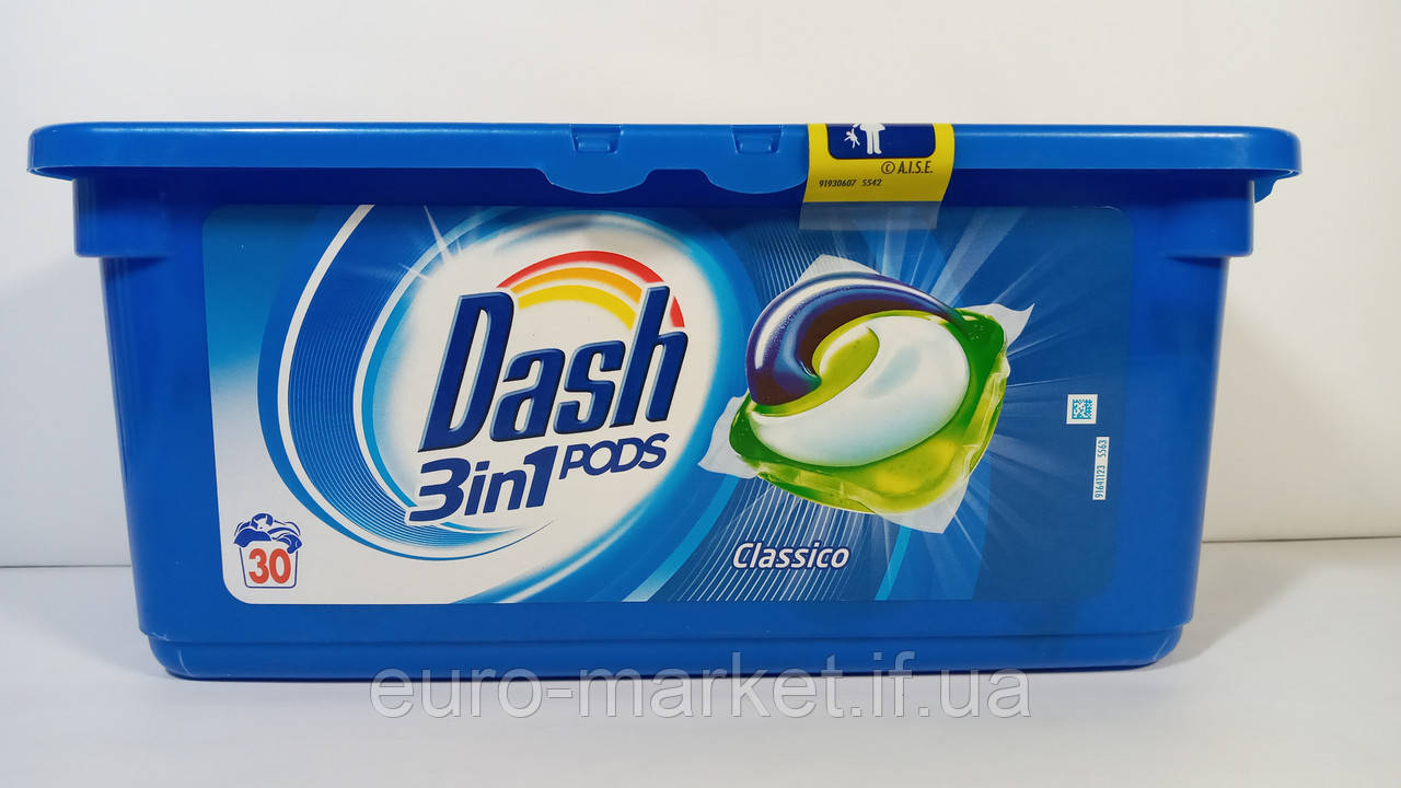 Капсули для прання Класичні Dash Pods 3 in 1, 30 шт