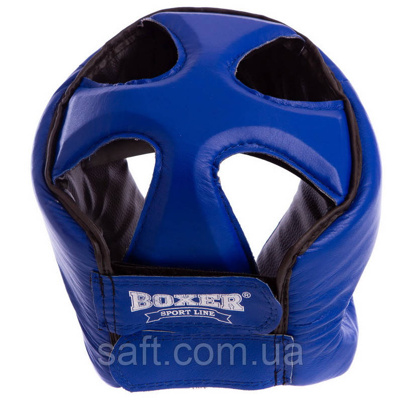 Шлем боксерский открытый с усиленной защитой макушки кожаный BOXER (р-р M-XL, цвета в ассортименте) - фото 2 - id-p1233109358