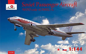 ТУ-104 ТУПОЛЄВ. Збірна модель радянського пасажирського літака.1/144. AMODEL 1450