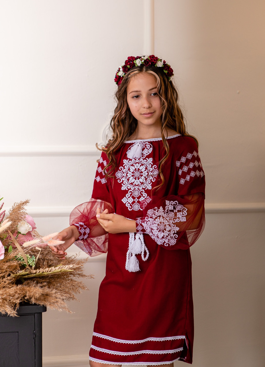 Плаття для дівчинки Конвалія бордове