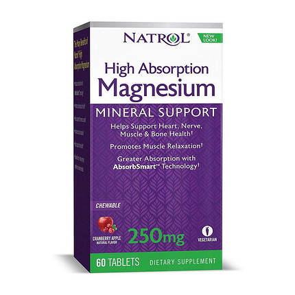 Магній Natrol Magnesium High Absorption 250 мг 60 таб, фото 2