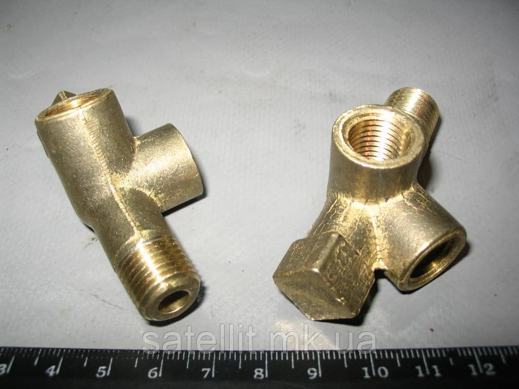 Штуцер датчиків тиску оливи Г-53, дв.406 (трійник), 53-3829420-01, фото 1