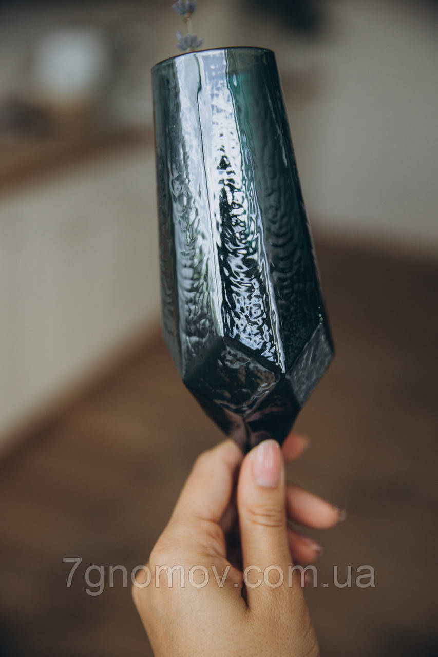 Келих для шампанського з кольорового скла Кристал морська хвиля 200 мл