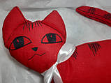 Кішка-Хромоніжка іграшка-подушка під шию 100% льон. Ручна робота. Дитяча гіпоалергенна подушка., фото 8