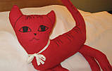 Кішка-Хромоніжка іграшка-подушка під шию 100% льон. Ручна робота. Дитяча гіпоалергенна подушка., фото 5