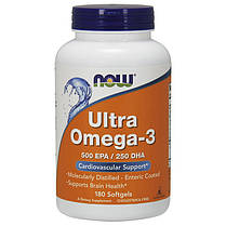 Жирні кислоти Омега 3 NOW Ultra Omega-3 180 кап риб'ячий жир, фото 2
