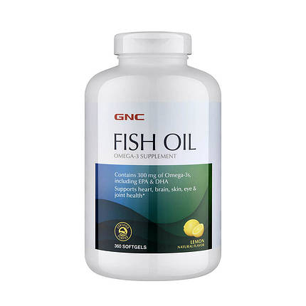 Жирні кислоти Омега 3 GNC Fish Oil 1000 360 капсул риб'ячий жир, фото 2