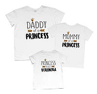 Комплект сімейних футболок family look - Daddy, Mommy, Princess - футболки фемілі лук