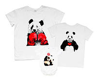 Комплект семейных футболок family look - Панды - футболки фэмили лук