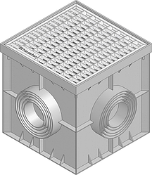 Точечний дренаж HAURATON Recyfix Point 30/30 (300х 300х 300), PE-PP (сірий) з пластик. корзиною для сміття, гідрозатвором та оцинк. решіткою прямокут.
