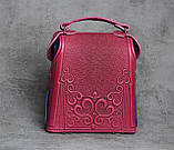 Шкіряний рюкзак ручної роботи, сумка-рюкзак з авторським тисненням, фото 2