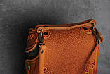 Шкіряний оливково-рудий рюкзак ручної роботи, сумка-рюкзак з авторським тисненням, фото 9