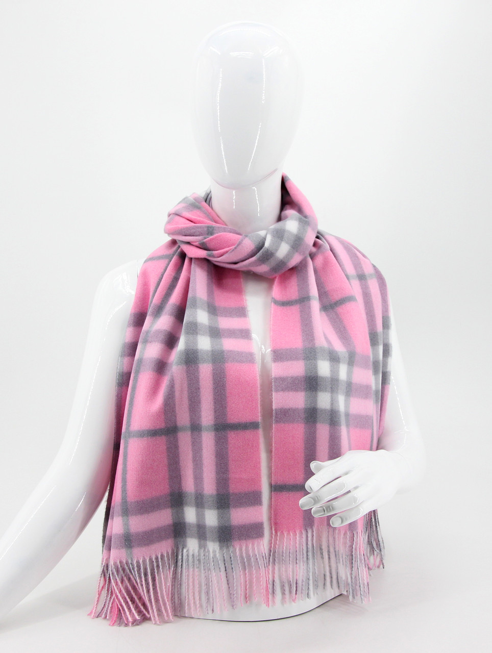 ШАРФ жіночий M&JJ ПАСТЕЛЬ КЛІТИНА Малиновий 170х65 см (2576), фото 1