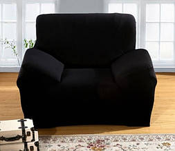 Чохли на крісла натяжні, натяжна чохол на крісло без спідниці HomyTex Замша Мікрофібра Чорний