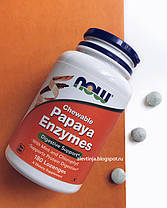 Травні ферменти папаїн NOW Chewable Papaya Enzyme 180 жев пастилки, фото 2