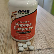 Травні ферменти папаїн NOW Chewable Papaya Enzyme 180 жев пастилки, фото 3