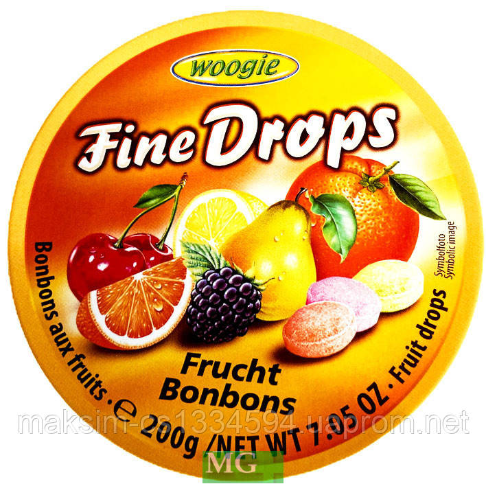 Льодяники Woogie Fine Drops фруктовий мікс, 200 г