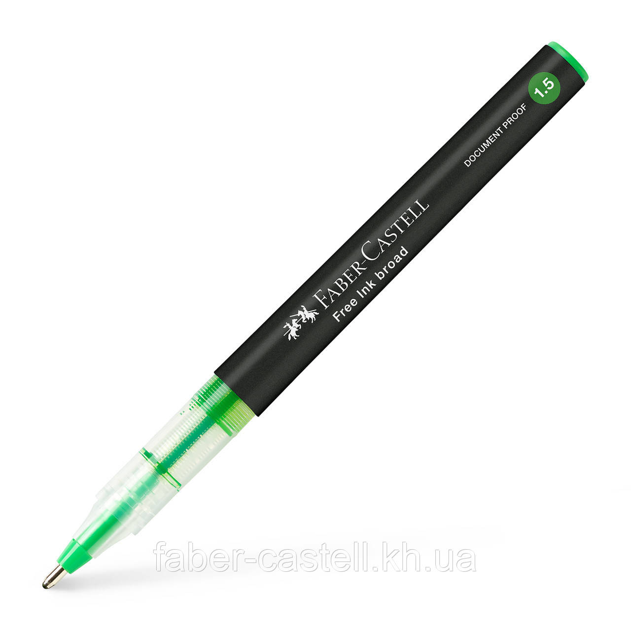 Ручка-ролер Faber-Castell Free Ink rollerball, колір чорнила світло-зелений, 1,5 мм, одноразова, 348366