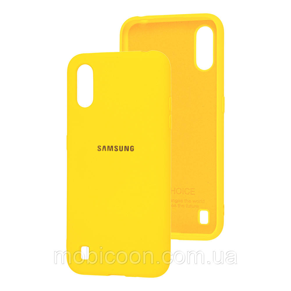 Чохол Silicone Case Full для Samsung Galaxy A01 A01 A015 Yellow (самісунг а01)