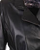 Довга шкіряна куртка VK чорна під пояс (Арт. AST201), фото 4