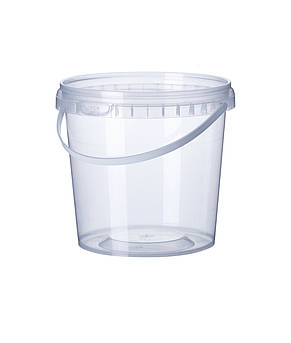Відро прозоре Vital Plast для харчових продуктів із широкою ручкою 1 л з пломбою 250 шт./пач.
