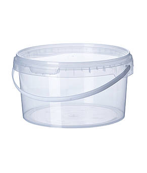 Відерце прозоре для їжі з широкою ручкою 3 л з пломбою 70 шт/уп